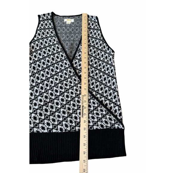 Anthropologie Maeve Geometric Knit Sweater Vest Shrug Set Large Black White Larg - Picture 9 of 14
